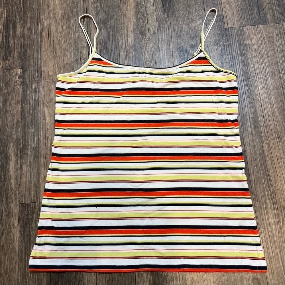 LOFT Spaghetti Straps Colorful Stripes Stretchy Tank Top Shirt Size L
